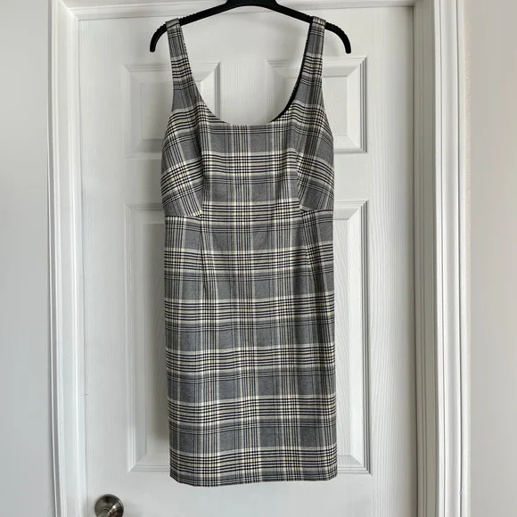 Banana Republic Yellow Black Plaid Sleeveless Mini Dress